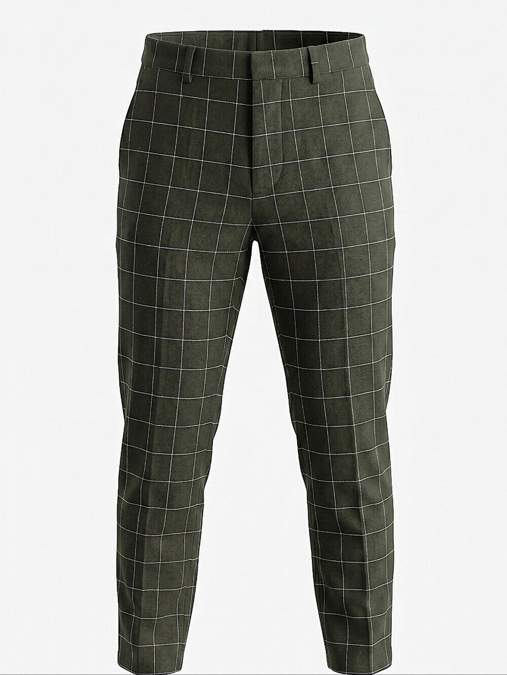 NWT! ASOS Men's Olive Windowpane Dress Pants-wool